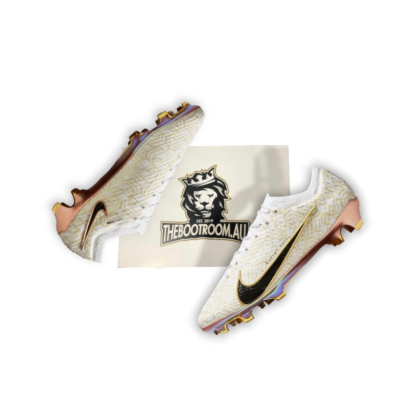 Nike mercurial vapor white and gold best sale